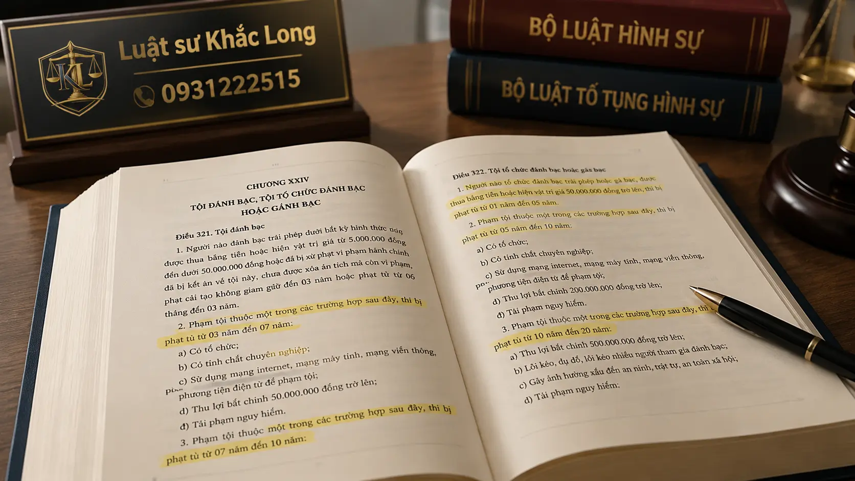 Mức phạt tội tổ chức đánh bạc theo Điều 322 Bộ luật Hình sự